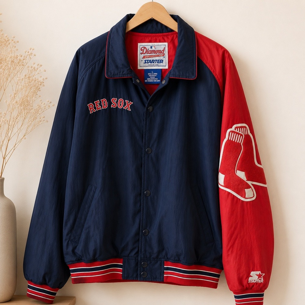 Vintage Boston Red Sox Starter Diamond Collection Jacket Navy Red Mens Large MLB